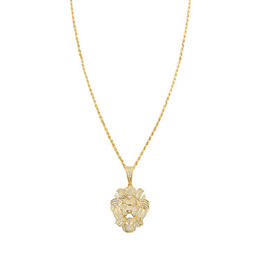 White , Yellow Lion Pendant in 10k Gold 1.04 Ctw